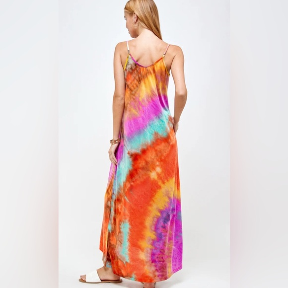 Solution brand Rainbow Tie-Dye Maxi Dress size M - Picture 5 of 5